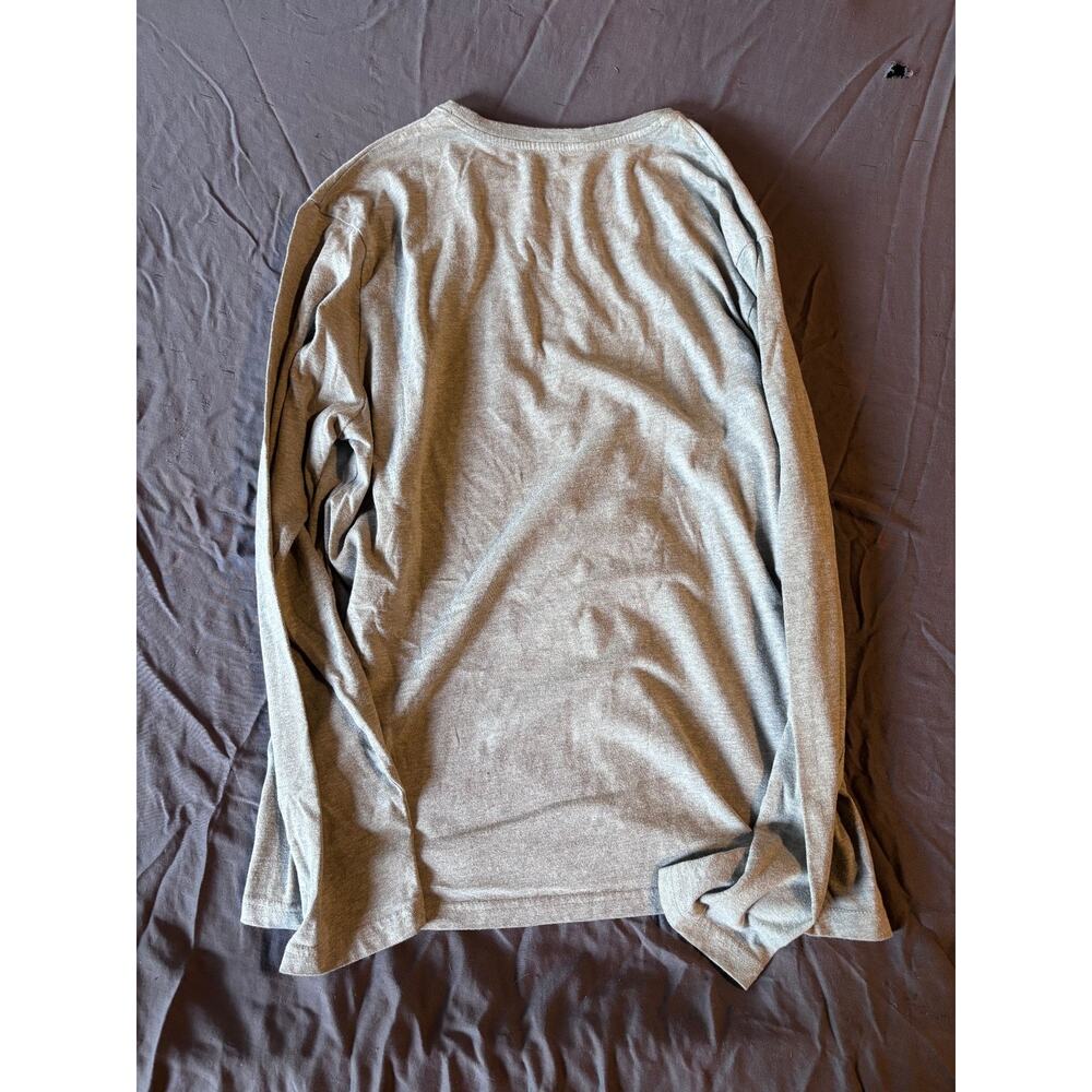 M&S Long Sleeve T-Shirt Mens M Gray Crew Neck Solid Casual Cotton Lightweight - Picture 2 of 3